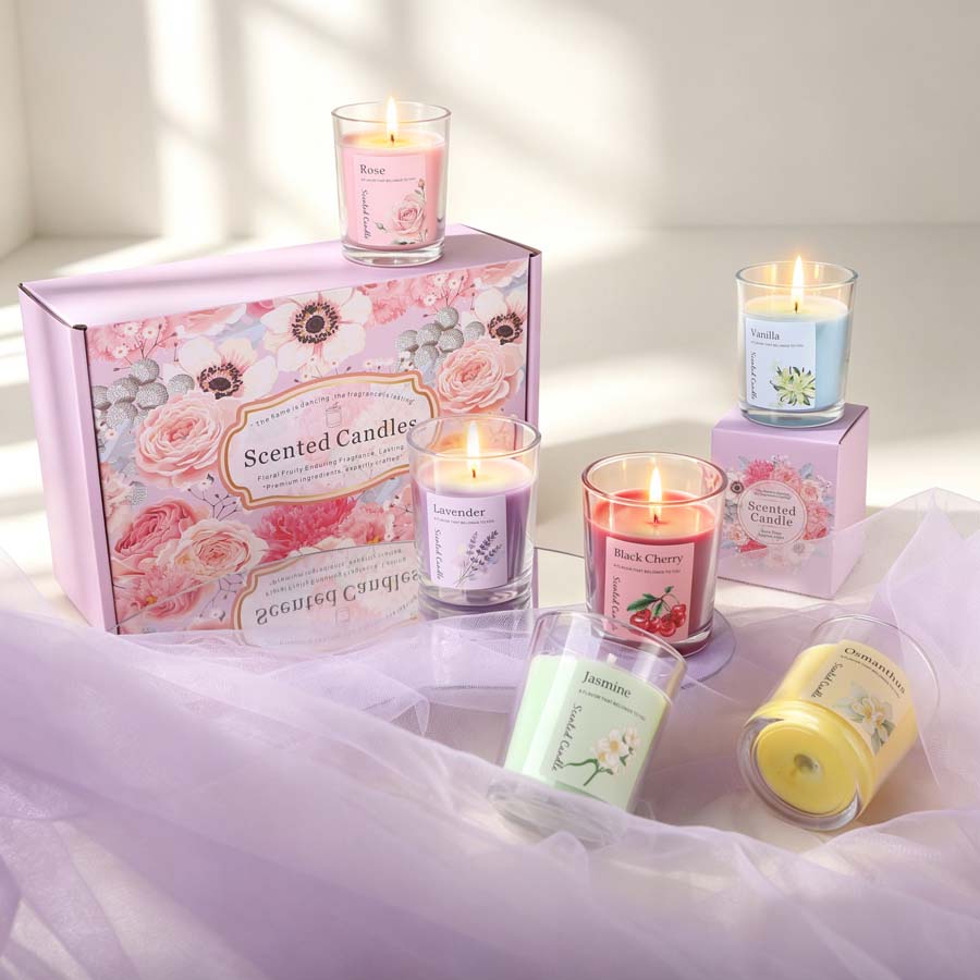 Home Fragrance Gift - 아로마테라피 향초 선물 세트 6가지 다른