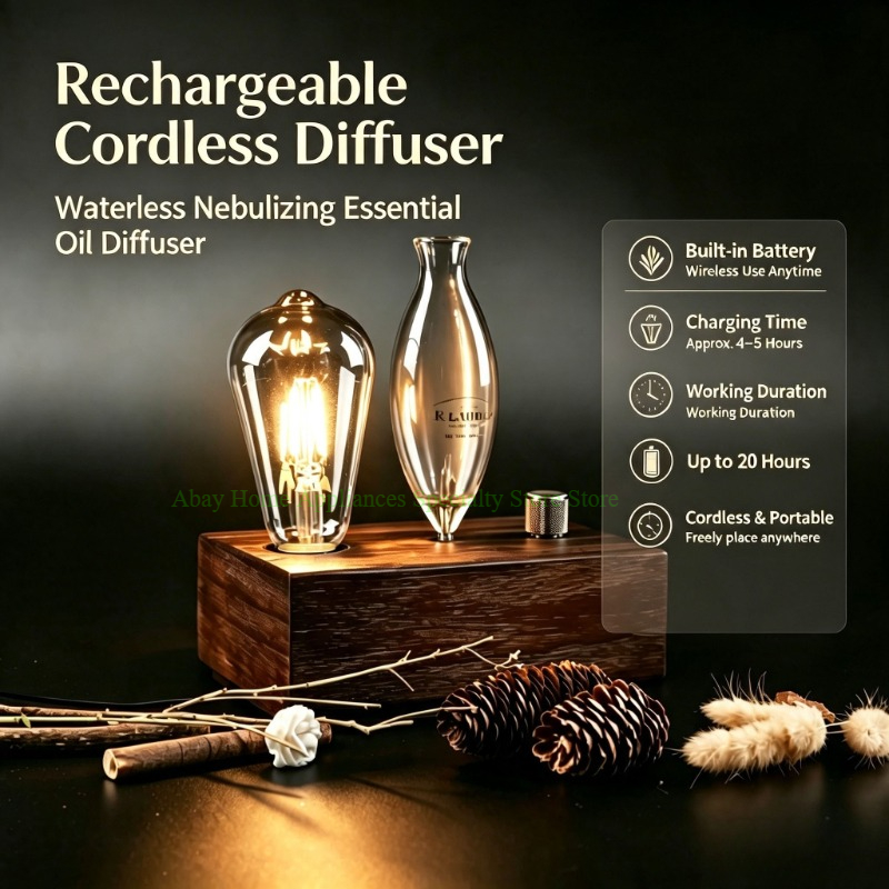 충전식 무수분 네뷸라이징 에센셜 오일 디퓨저 나무 유리 - Home Fragrance Oud 리뷰 및 가격